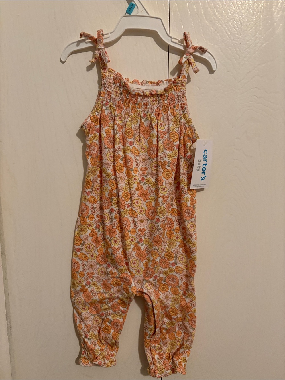 Carter's Orange and Yellow Floral Smocked Romper